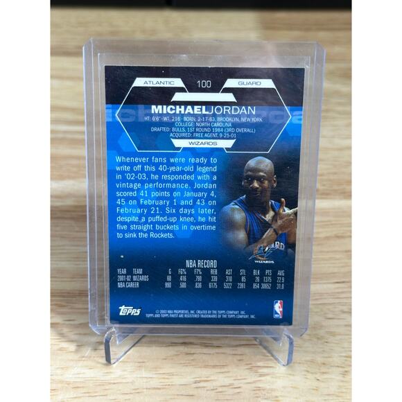 2003 Topps Finest Michael Jordan Washington Wizards #100, Rare Card! - Picture 2 of 2